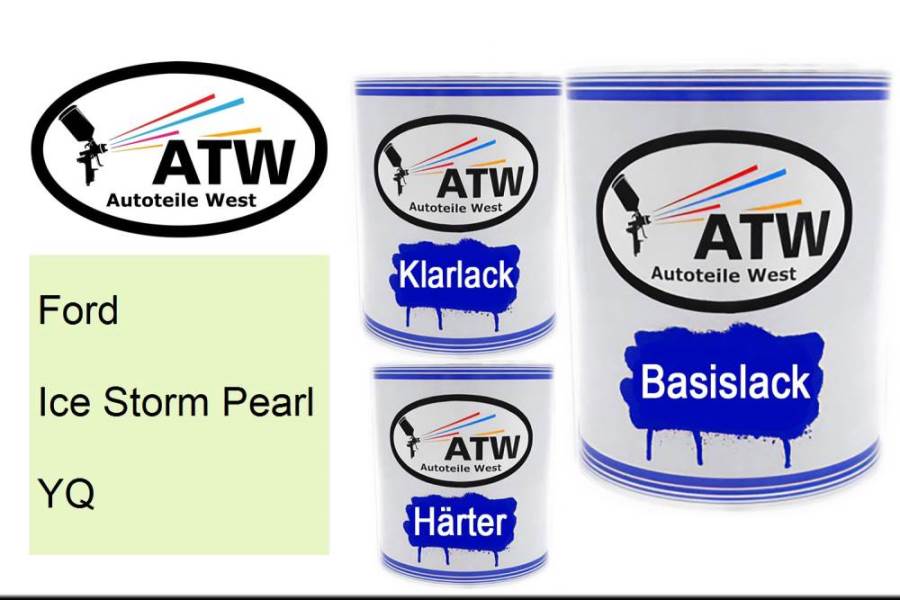 Ford, Ice Storm Pearl, YQ: 1L Lackdose + 1L Klarlack + 500ml Härter - Set, von ATW Autoteile West.